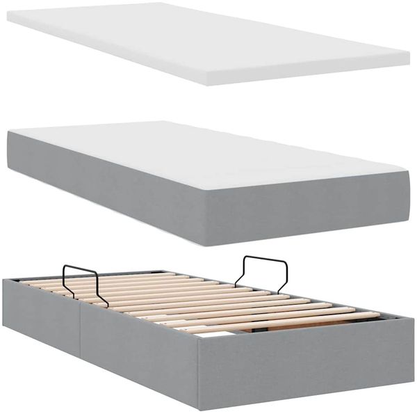 vidaXL Bett mit Stauraum und LED mit LED Hellgrau 100 x 200 cm Stoff 3371061 Bild 9