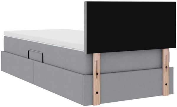 vidaXL Bett mit Stauraum und LED mit LED Hellgrau 100 x 200 cm Stoff 3371061 Bild 12