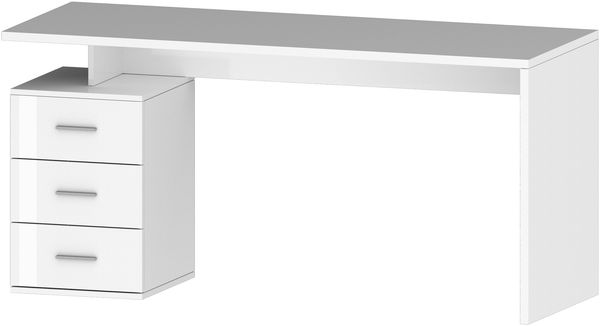 Schreibtisch >Novara< in Weiß Hochglanz - 160x75x60cm (BxHxT)