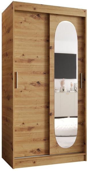 MOEBLO Schwebetürenschrank ROSALIA (Moderner Kleiderschrank mit Spiegelfront, Viel Stauraum, BIMAK Schiebesystem, In 5 Farben & 6 Größen, Schrank Garderobe Schiebtüren Schlafzimmer) 100 /120/150/180/200/250x200x62 cm