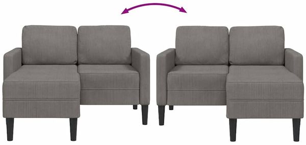 vidaXL 2-Sitzer-Sofa mit Chaiselongue L-Form Hellgrau 125 cm Leinen 4107076 Bild 6