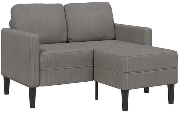 vidaXL 2-Sitzer-Sofa mit Chaiselongue L-Form Hellgrau 125 cm Leinen 4107076