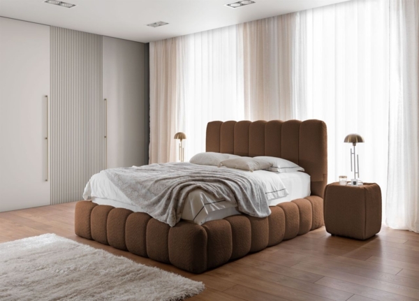 Polsterbett Doppelbett Set. 3 CARSON 120x200cm Stoff Catch Me Terracotta