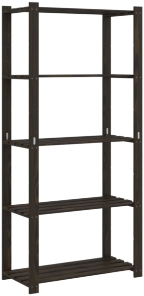 vidaXL Lagerregal mit 5 Böden Schwarz 80x38x170 cm Massivholz Kiefer 373407 Bild 1