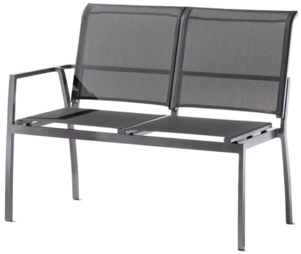 Sieger Malaga 2-Sitzer Sofa mit Polyesterbeschichtung, Aluminium Silbergrau, 65,5 x 92 x 113