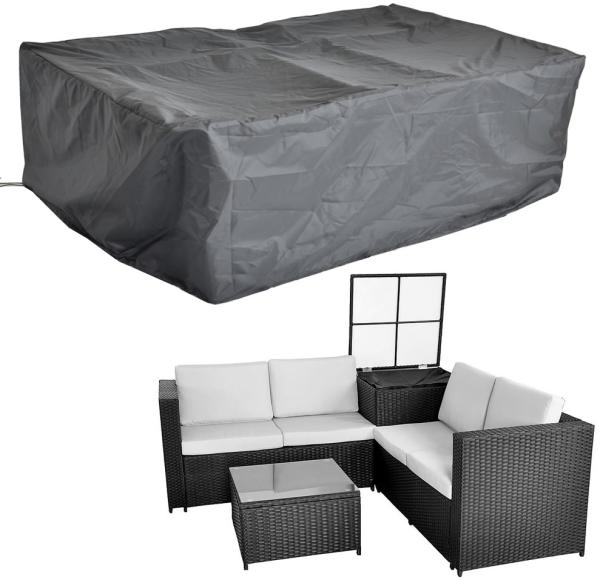 Schutzhülle 185x185x70 Schwarz Gartenmöbel Rattan Abdeckung Plane Haube Wetter