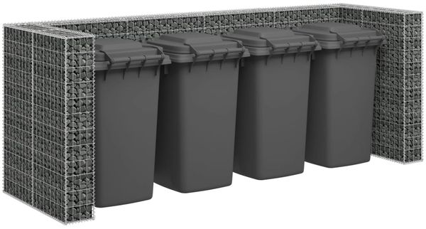 vidaXL Gabionenwand für Mülltonnen Verzinkter Stahl 320×100×120 cm 145614