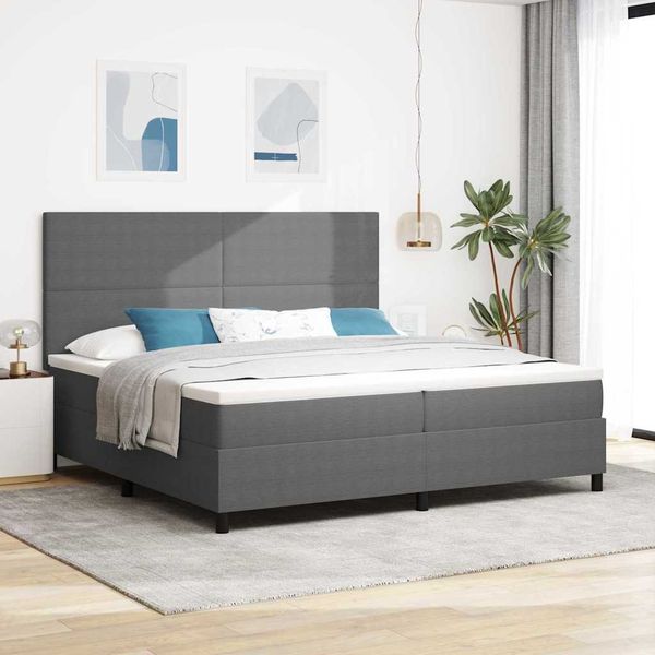 vidaXL LED Boxspringbett Hellgrau und Weiß 200 x 200 cm Cordstoff 3337659