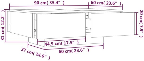 vidaXL Couchtisch Räuchereiche 90x60x31 cm Holzwerkstoff 815195 Bild 10