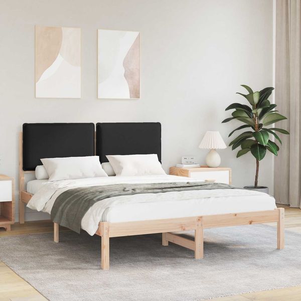 vidaXL Bettgestell mit gepolstertem Kopfteil Schwarz 140 x 190 cm 877846