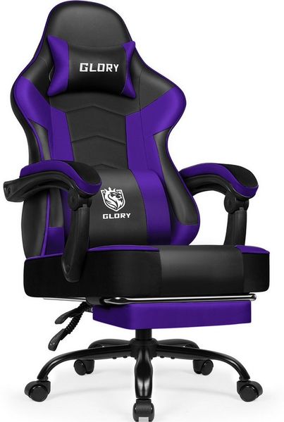 Hiazurm Gaming-Stuhl Gaming Stuhl, Bürostuhl Ergonomisch Wippfunktion bis zu 170° (Verstellbarem Lenden- & Kopfkissen, Gamer Stuhl 150kg Belastbarkeit), Verstellbarem Lenden- & Kopfkissen, Gamer Stuhl 150kg Belastbarkeit