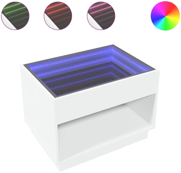 vidaXL Couchtisch mit Infinity-LED Weiß 70x50x50 cm 847658