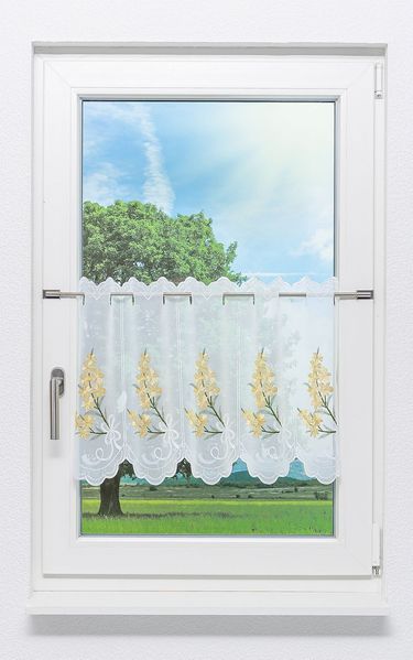Scheibengardine Plauener Spitze - Blütenträume (Bx H) 208.00cm * 45cm Gelb/blassgelb