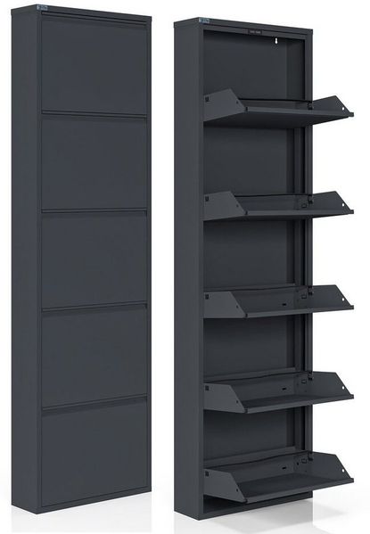 Kaufexpress GmbH Schuhschrank Schuhregal Metall 2–5 Klappen – schmal, montiert, modern Modern, robust & platzsparend – ideal für Flur, Diele oder Garderobe