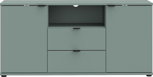 TV-Schrank >GANYMEDE< 2 Türen, 2 Schübe, 1 Fach, salbeifarbig - 129,8x63,1x41,3cm (BxHxT)
