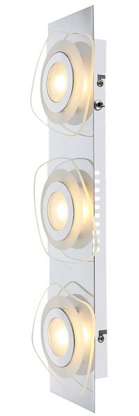 LED Wandleuchte, 3 Flammig, Chrom, Glas, H 46cm