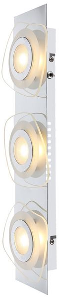 LED Wandleuchte, 3 Flammig, Chrom, Glas, H 46cm