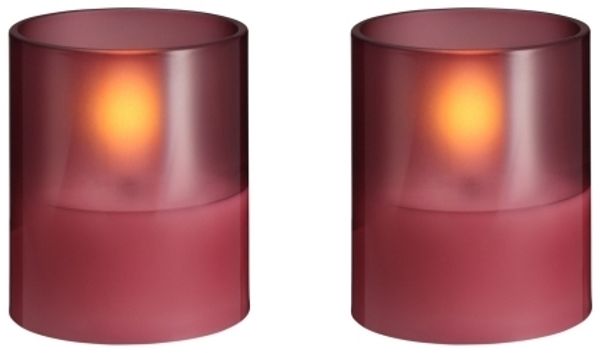 Moods & More LED-Glaskerzen in Vintage Rose Ø 4 7 cm x H 5 7 cm – 2 Stück