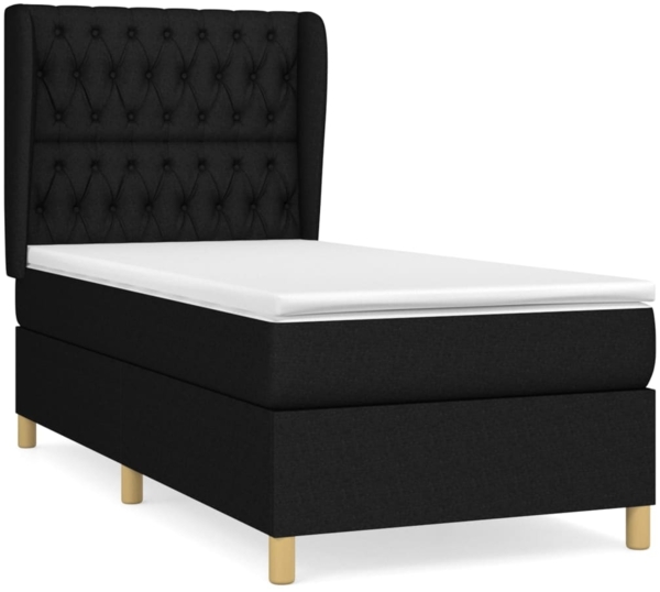 Boxspringbett mit Matratze Stoff Schwarz 90x200 cm, Härtegrad: H2 [3128735]