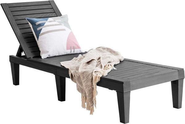 KOMFOTTEU Gartenliege Sonnenliege wetterfest, 180 kg Belastbar,schwarz