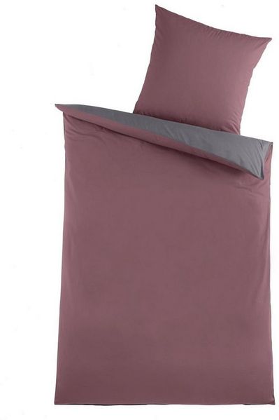 Optidream Bettwäsche Set Renforcé 135x200 Baumwolle Rosenholz-Anthrazit rosa, Renforcé, 2 teilig, Sommer Geschenke Idee Frauen Männer weich sale Reißverschluss Partner