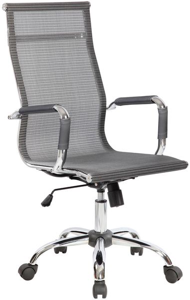 Dmora Stuhl mit Rädern Traversone, Chefsessel mit Armlehnen, Ergonomischer Bürostuhl, Grau, 63x54h106/116 cm