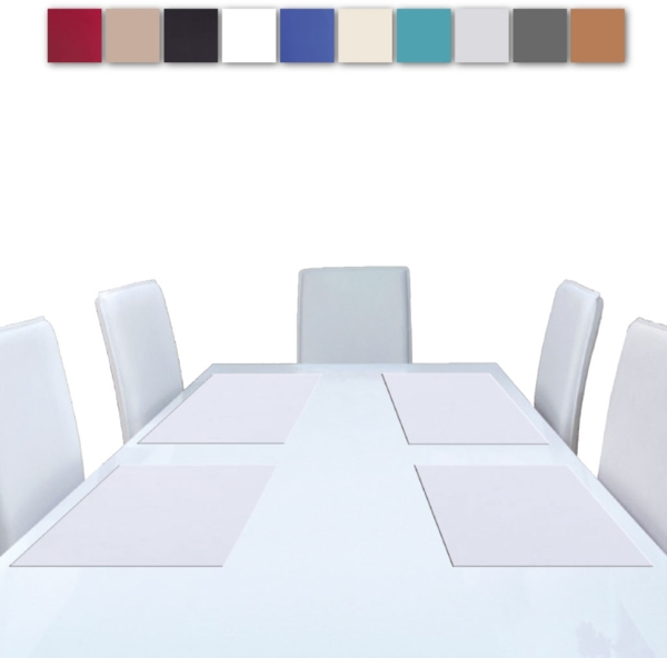 2er Set Tischsets Platzset Tischuntersetzer Platzdeckchen Tischdeko Tischmatte Essensunterlage Maße 30x45 cm, Farbe: weiß - schneeweiß