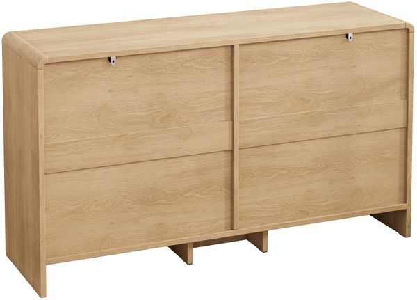 Kommode 130 cm mit 6 Schubladen, Rattanfronten und abgerundeten Ecken in Natur Bild 8