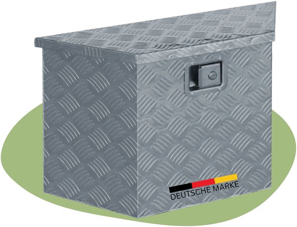 Aluminiumbox mit Deckel - Abschließbar | Alubox Deichselbox Alu Anhängerbox Werkzeugkiste Metall Transportbox Metallkiste, 70x24x42cm Silber