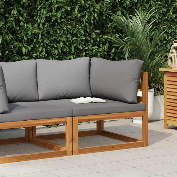 vidaXL Modular-Ecksofa mit Dunkelgrauen Kissen Akazie Massivholz 311860