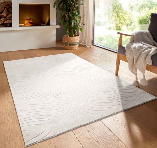 TaCa Home Teppich Kurzflor Teppich Hasenfell Optik, rechteckig, Höhe: 10 mm, Wohnzimmer, Kinderzimmer, Esszimmer, Organic Creme - 240x340 cm