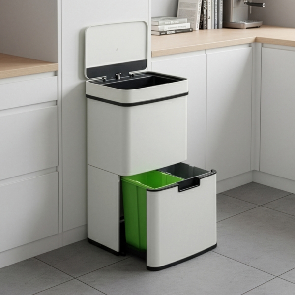 Sensor Mülleimer Venna Edelstahl Beige 72L [en. casa] Bild 1