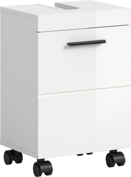 welltime Waschbeckenunterschrank AVON, Breite 40 cm, 1 Tür, 1 Einlegboden, 2 Fächer (mit Siphonausschnitt 22x8 cm, Rückwand mit Ausschitt) Badmöbel, Badschrank, Unterschrank, Waschtisch, Kommode, Bad