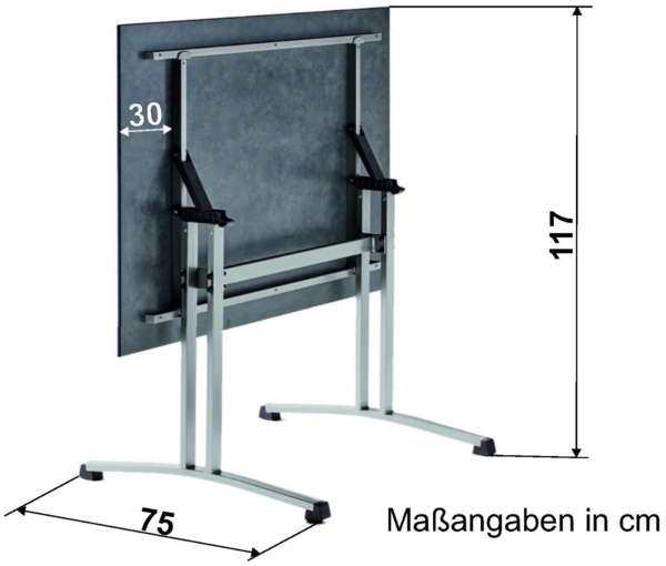 Sieger 5375-31 Boulevard-Klapptisch mit Polytec Tischplatte, Stahlrohr Schiefer / Anthrazit 80 x 73 x 140 cm Bild 3
