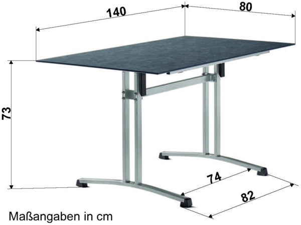 Sieger 5375-31 Boulevard-Klapptisch mit Polytec Tischplatte, Stahlrohr Schiefer / Anthrazit 80 x 73 x 140 cm Bild 4