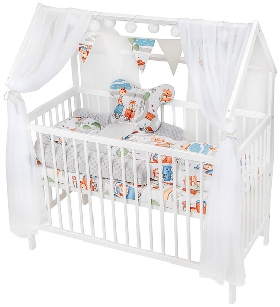 Hausbett 120x60 – Komplettset mit Matratze & Tierzug-Bettwäsche