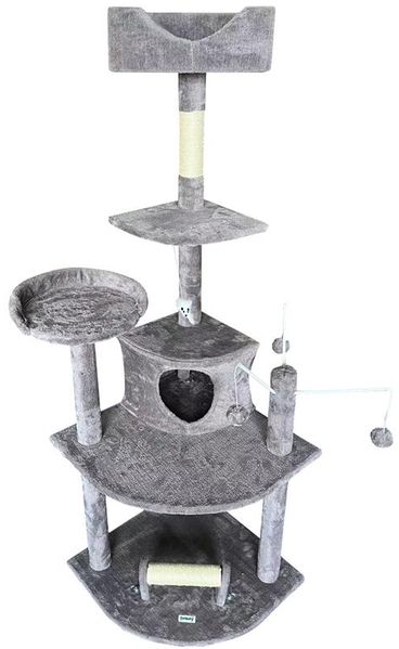 Katzenkratzbaum Eck Kratzbaum Katzenbaum 163 cm Spielbaum Kletterbaum Grau