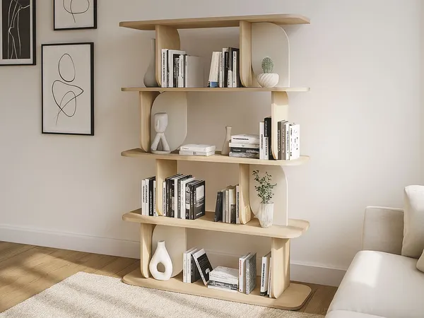 Vente-unique - NELERIA Regal Holz, Platte BeigeBeige - B 40 cm x H 160,5 cm x L 120 cm