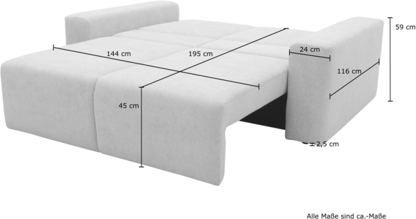 DOMO. collection Sofa 700 029, 2-Sitzer Couch mit Schlaffunktion und Federkernpolsterung, lose Rückenkissen, Polstergarnitur, 192 x 116 x 85 cm (BxTxH), beige Bild 11