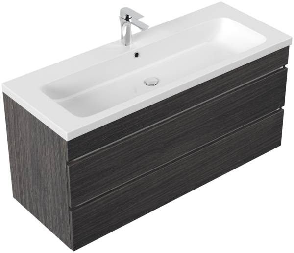 Badmöbel Via 120 SoftClose anthrazit gemasert mit grifflosen Schubladen : Anthrazit gemasert