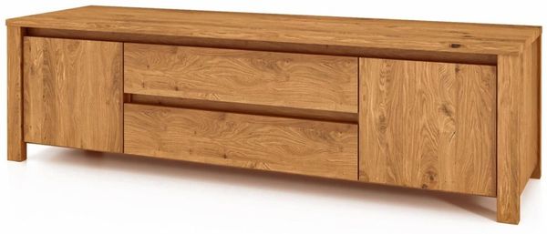 Kommode Tinci aus Wildeiche massiv 150x45x43 mit 2 Türen 2 Schubladen Holzbeinen