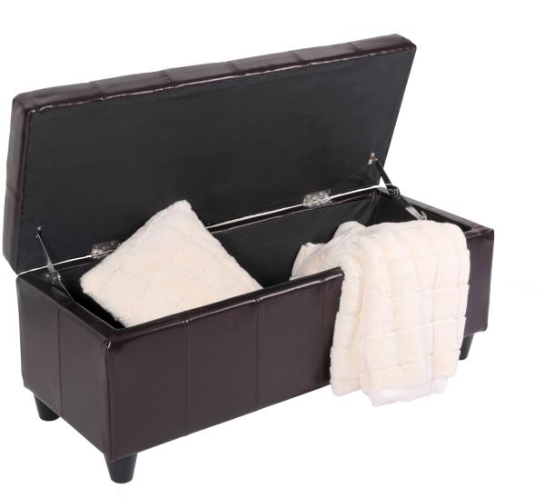 Bank Sitzbank MIT Aufbewahrung Kriens Leder + Kunstleder 112x45x45cm MVG-zertifiziert ~ braun