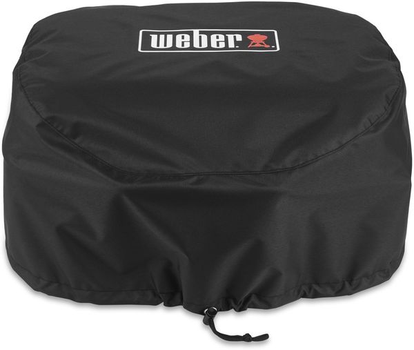 Weber Premium Grill Bonnet Abdeckhaube für Lumin Compact, atmungsaktiv UV- & wasserbeständig, Schutz for Wind & Wetter, mit Klettverschluss zum Befestigen - Schwarz (3400305)