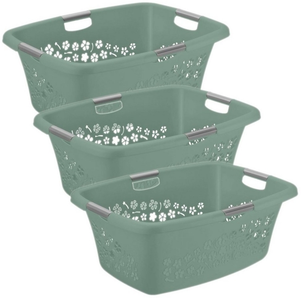 ROTHO Wäschekorb Flowers 3er-Set Wäschekorb 50l, Kunststoff (PP) BPA-frei
