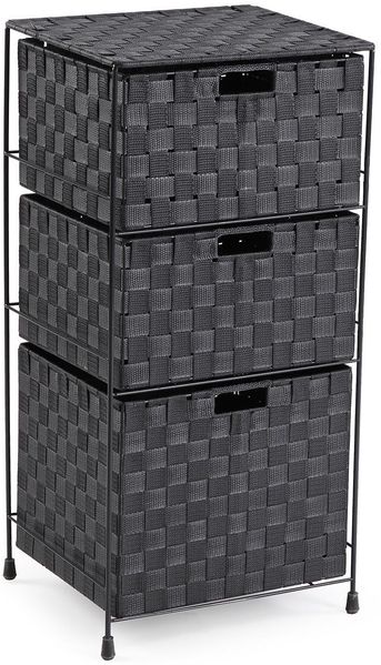 Versa Mannheim Badezimmer-Beistellmöbel, Kommode mit 3 Schubladen zur Organisation, Moderne und verspielte Aufbewahrung, Maße (H x L x B) 72 x 35 x 29 cm, Metall und Nylon, Farbe Dunkelgrau