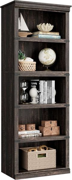 GarveeMore Bücherregal 5 Etagen Bücherregal, Hohe Bücherregal Holz Offene Anzeige Bücherregal, Bücherregal mit Stauraum für Home Office,Wohnzimmer,Schlafzimmer