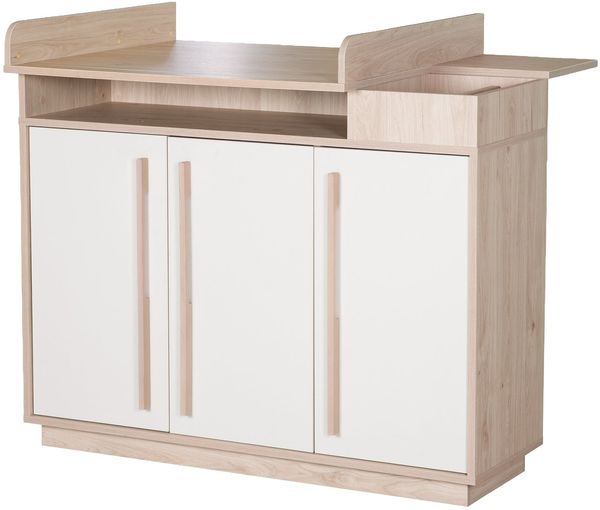 roba Wickelkommode Elva - Babykommode mit 3 Türen, offenen Fächern & Soft-Close - Abnehmbarer Wickelaufsatz & ergonomische Wickelhöhe 93 cm - Möbelstück für Babyzimmer - Cashmere / Virginia Chestnut