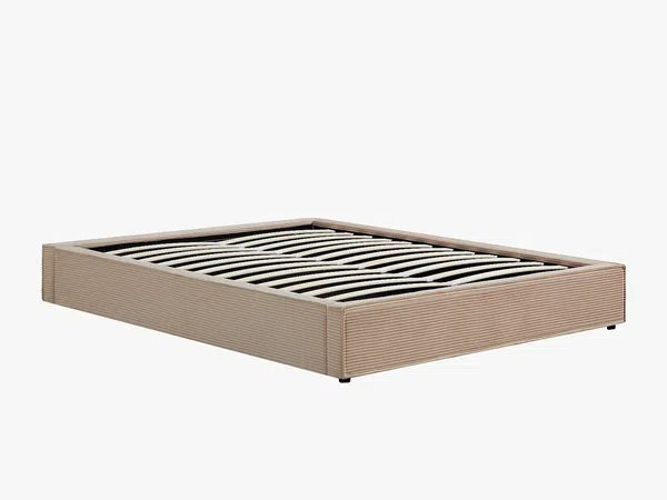 Vente-unique - KARESO Lattenrost und Bettrahmen Samt Beige - B 181 cm x H 30 cm x L 220 cm Bild 3