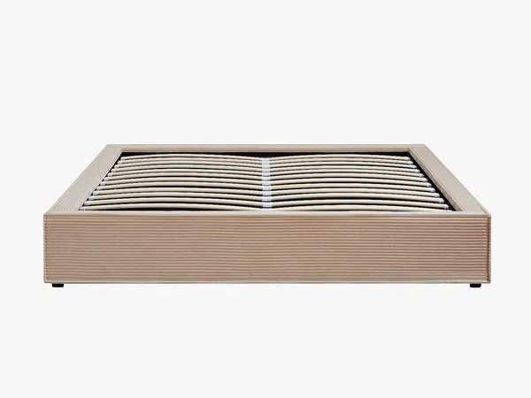 Vente-unique - KARESO Lattenrost und Bettrahmen Samt Beige - B 181 cm x H 30 cm x L 220 cm Bild 4