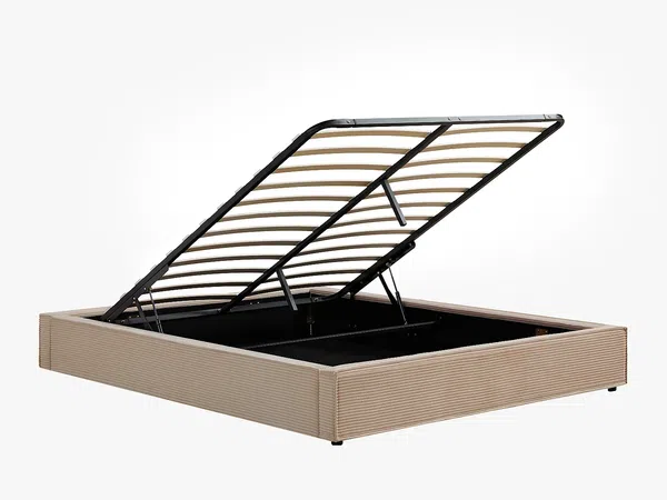 Vente-unique - KARESO Lattenrost und Bettrahmen Samt Beige - B 181 cm x H 30 cm x L 220 cm Bild 5